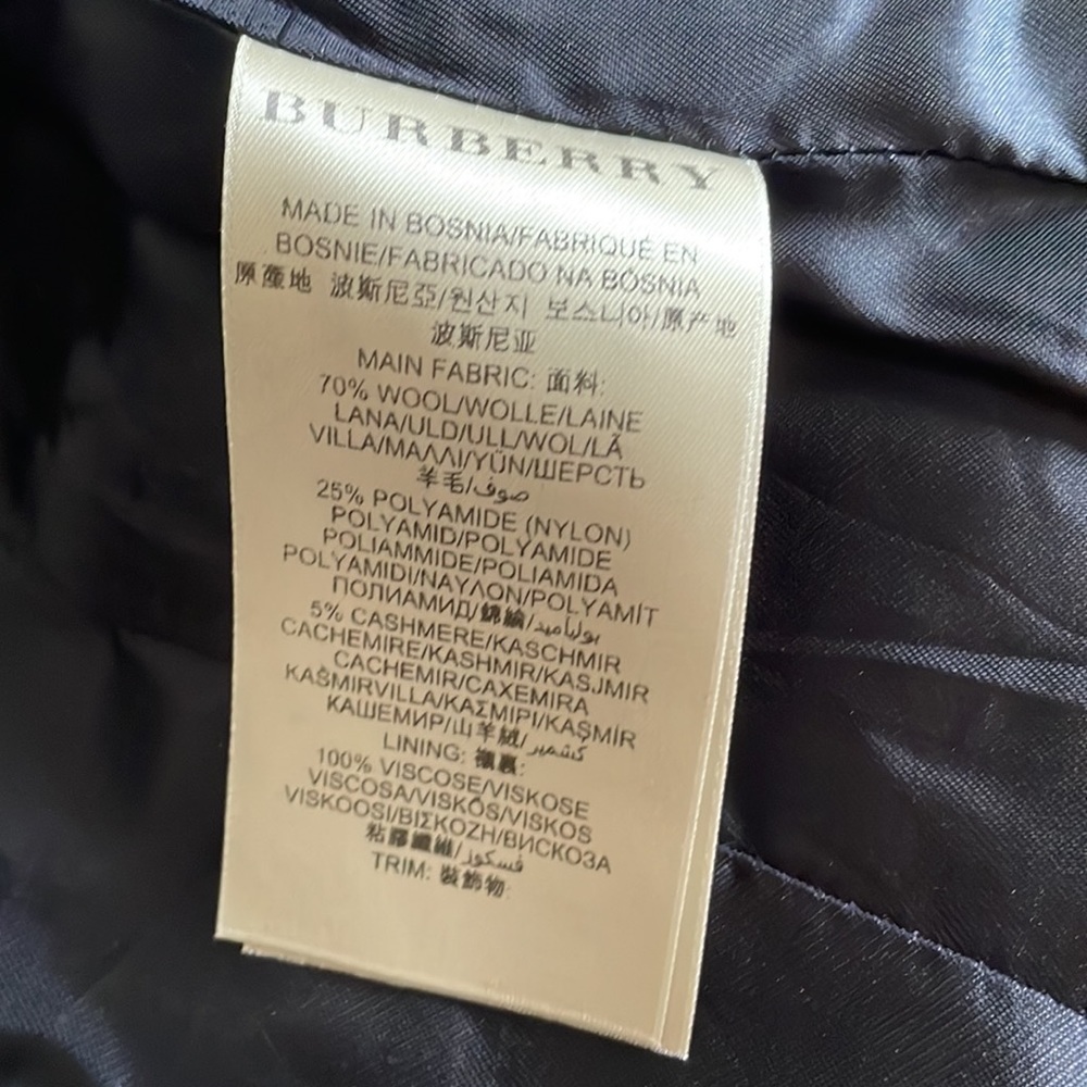 Burberry Brit Tumble Bridge wool blend black pea coat, size 2 - Picture 11 of 11